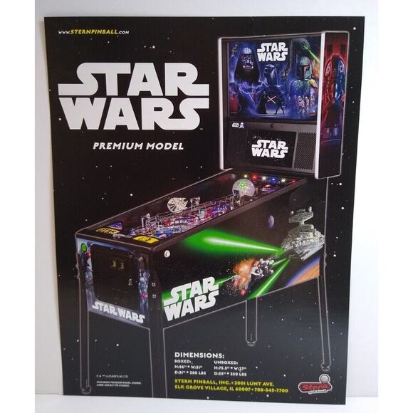 Star Wars Premium Edition Pinball FLYER Original Artwork Space Sci-Fi 8.5" x 11" - Picture 1 of 3